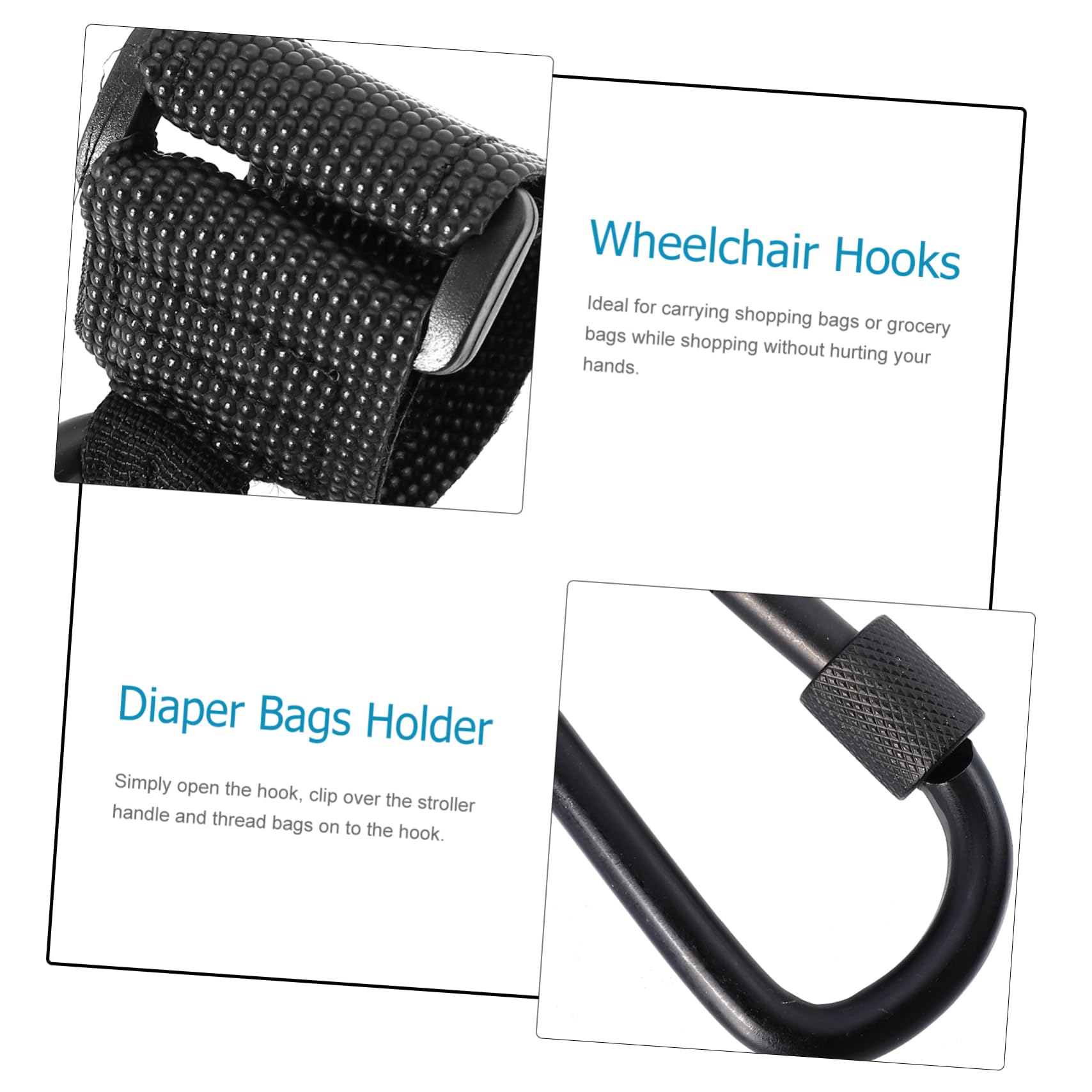 Yardwe 10 Piezas Gancho Antideslizante para Cochecito Colgador Resistente para Bolsas Carrito Accesorio para Manillar de Silla de Paseo Soporte Práctico para Compras y