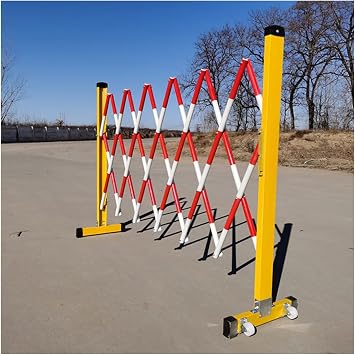 LFFH Expandable Mobile Barricade, Portable Road Safety Barriers Safety Sign Barricade Fence for Delineator Poles Car Parking Color Red and White, Size 1.2x2m