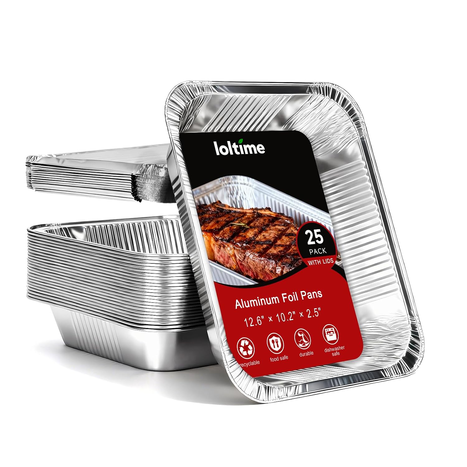 Upgraded Heavy Duty Aluminum Foil Pans – These Disposable Foil Pans Are Compatible With Cookware Like Ovens, Grills and Steam Tables. Great for Roasting,Picnic,Holiday Gatherings, etc
