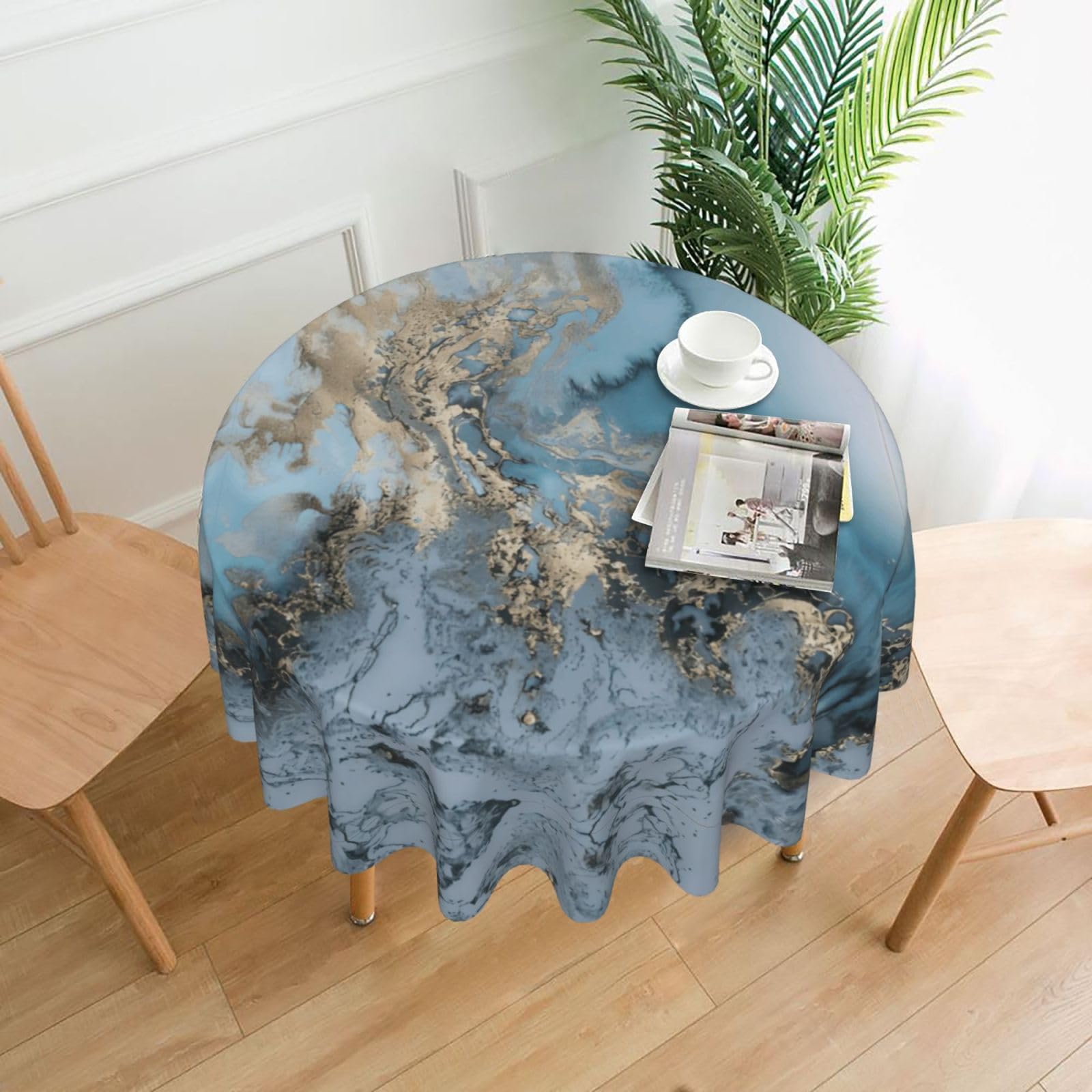 ZHAOUR Marble Print Round Washable Tablecloth – Table Cover