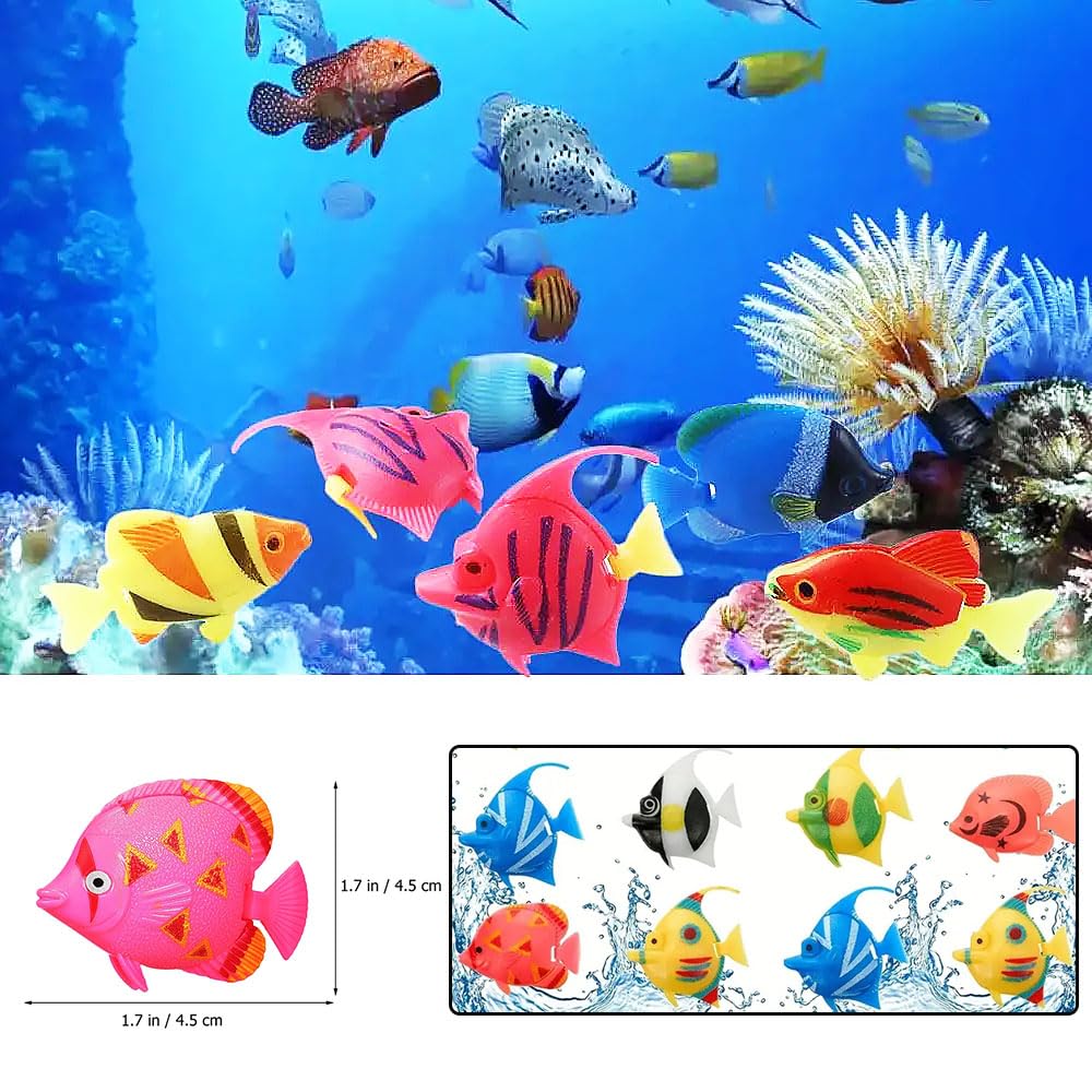 50 pesci artificiali in movimento, pesci tropicali ornamentali, piccoli pesci finti galleggianti in movimento decorazione per acquario (stile casuale)