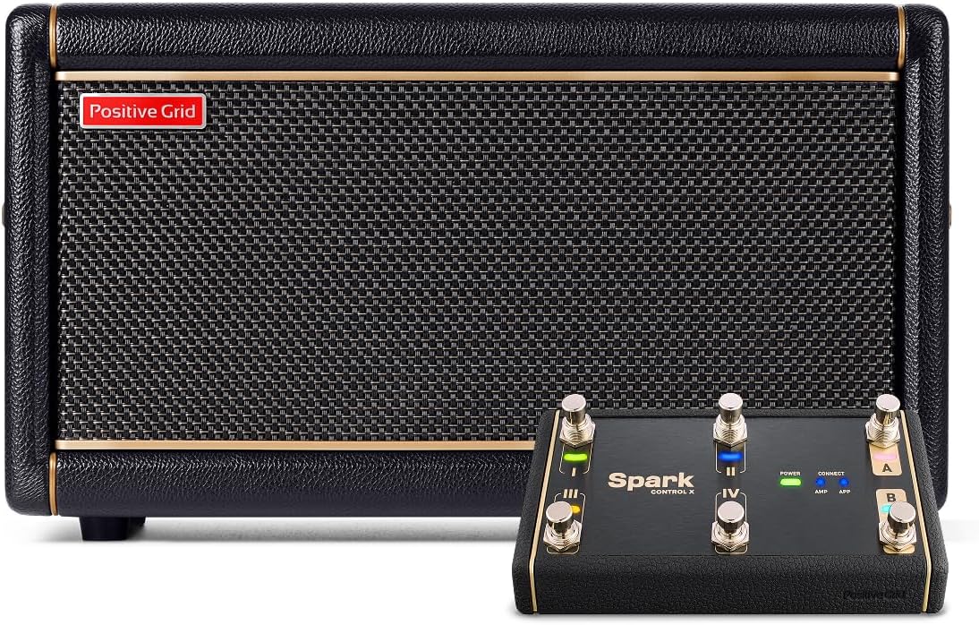 Positive Grid Spark 2 + Spark Control X Bundle – 50W Smart Guitar Practice Amp & Bluetooth Speaker with Built-in Looper, AI Features & Smart App for Electric, Acoustic, & Bass Guitar