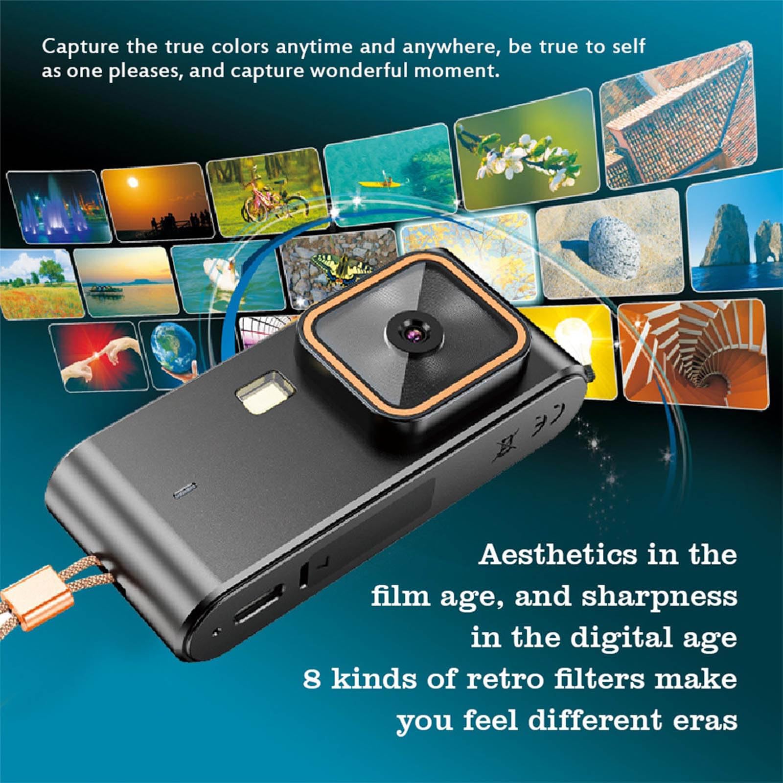 Retro USB Fotocamera Digitale con 12MP Foto 1080P Video 8 Design Portatile Pocket Camera per Viaggi Miniatura Viaggio Friendly