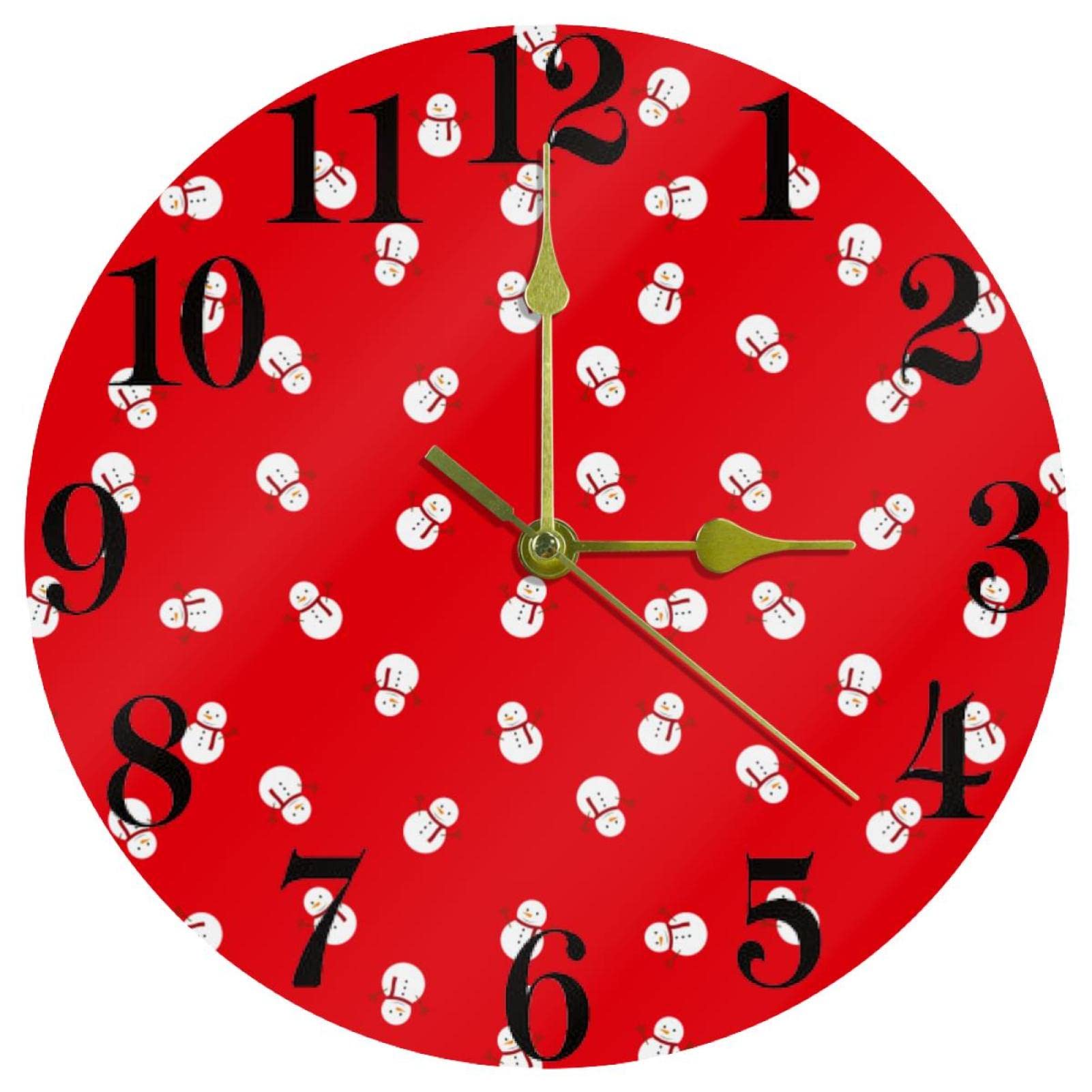 Horloge murale de Noël silencieuse et sans tic-tac mécanisme fluide à quartz rond