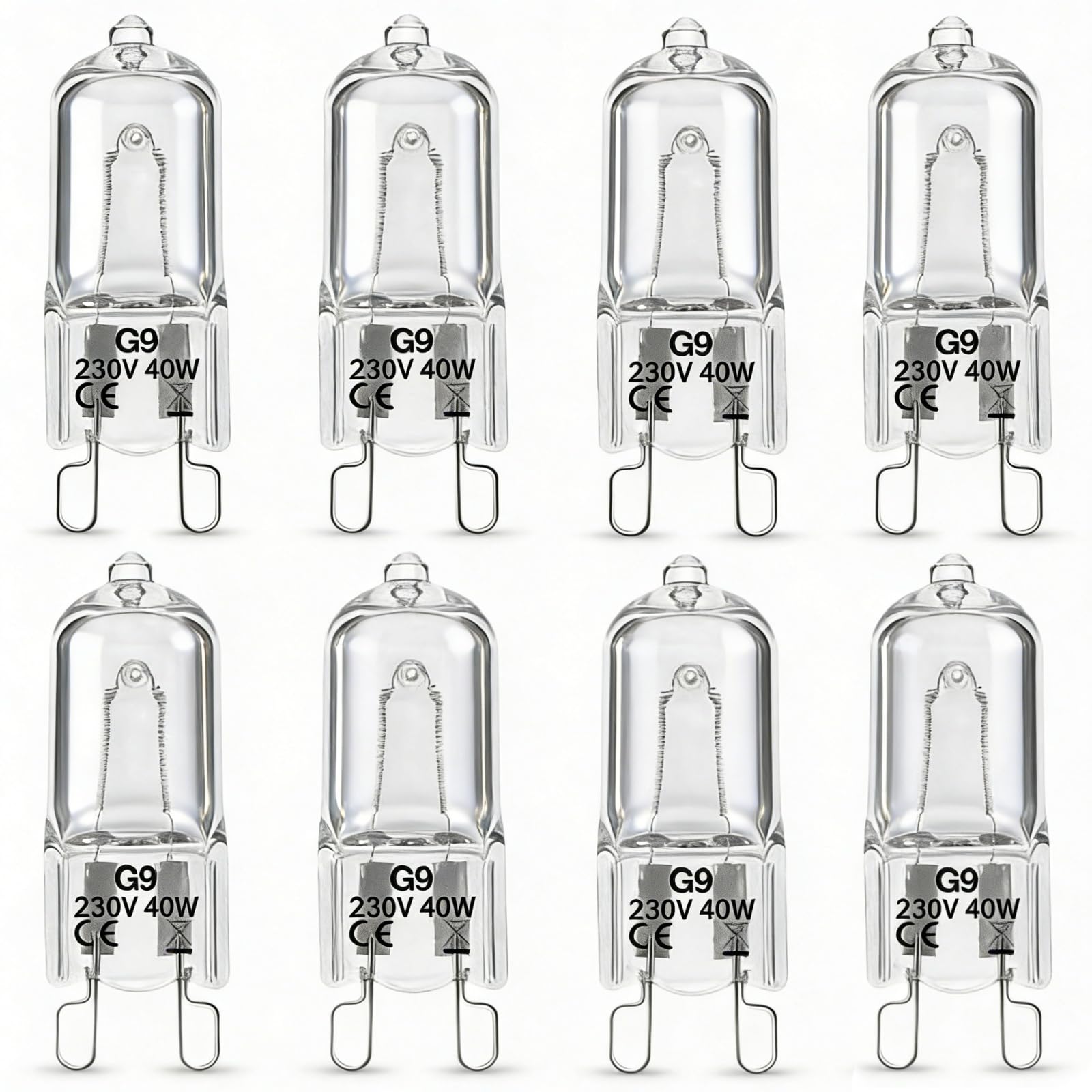 QBDIANGEN G9 Capsule Bulbs 40W 230V Warm White Dimmable Halogen Bulb 8 Pack