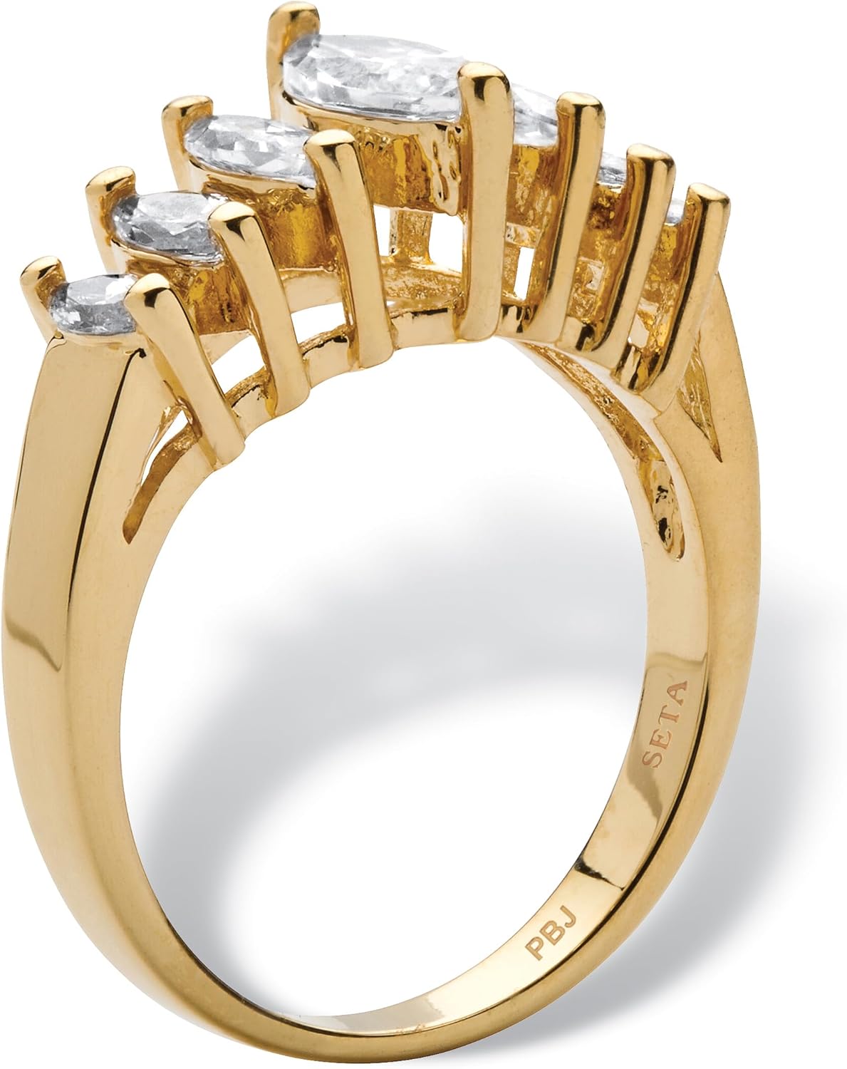 Palm Beach Jewelry 18K Yellow Gold Plated Marquise Cut Cubic Zirconia Graduated Anniversary Ring - Image 2
