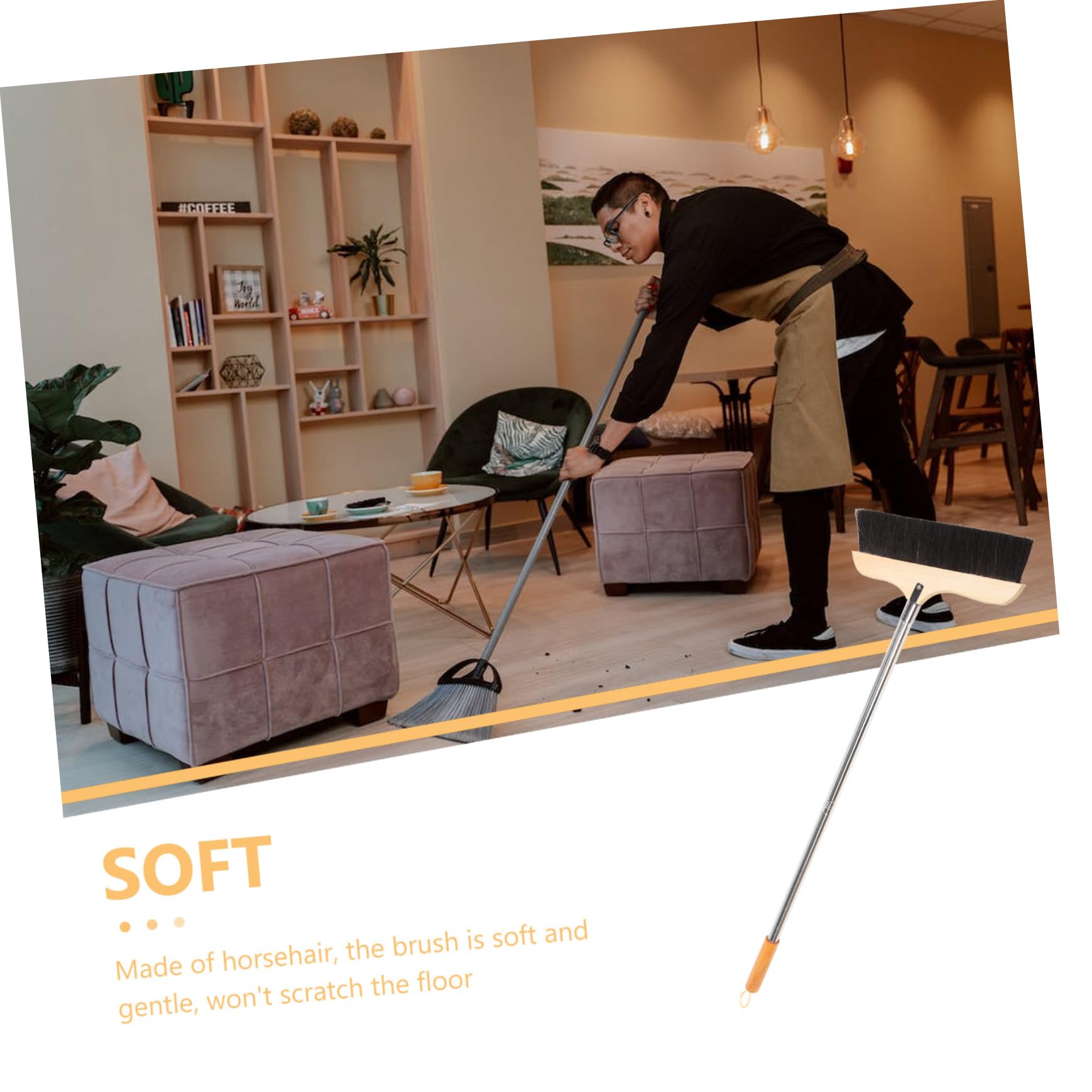 FOMIYES Hair Broom Home Broom Wood Broom Wooden House Broom Heavy Duty Household Broom Tile Surface Broom Wooden Broom Indoor Broom Floor Broom Wood Sweeper Soft Bristle Broom