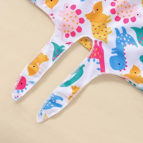 Miniatura 5 de Traje de baño de 2 piezas para niñas de verano con lazo estampado de dinosaurios de dibujos animados traje de baño de dos piezas blanco 6 años