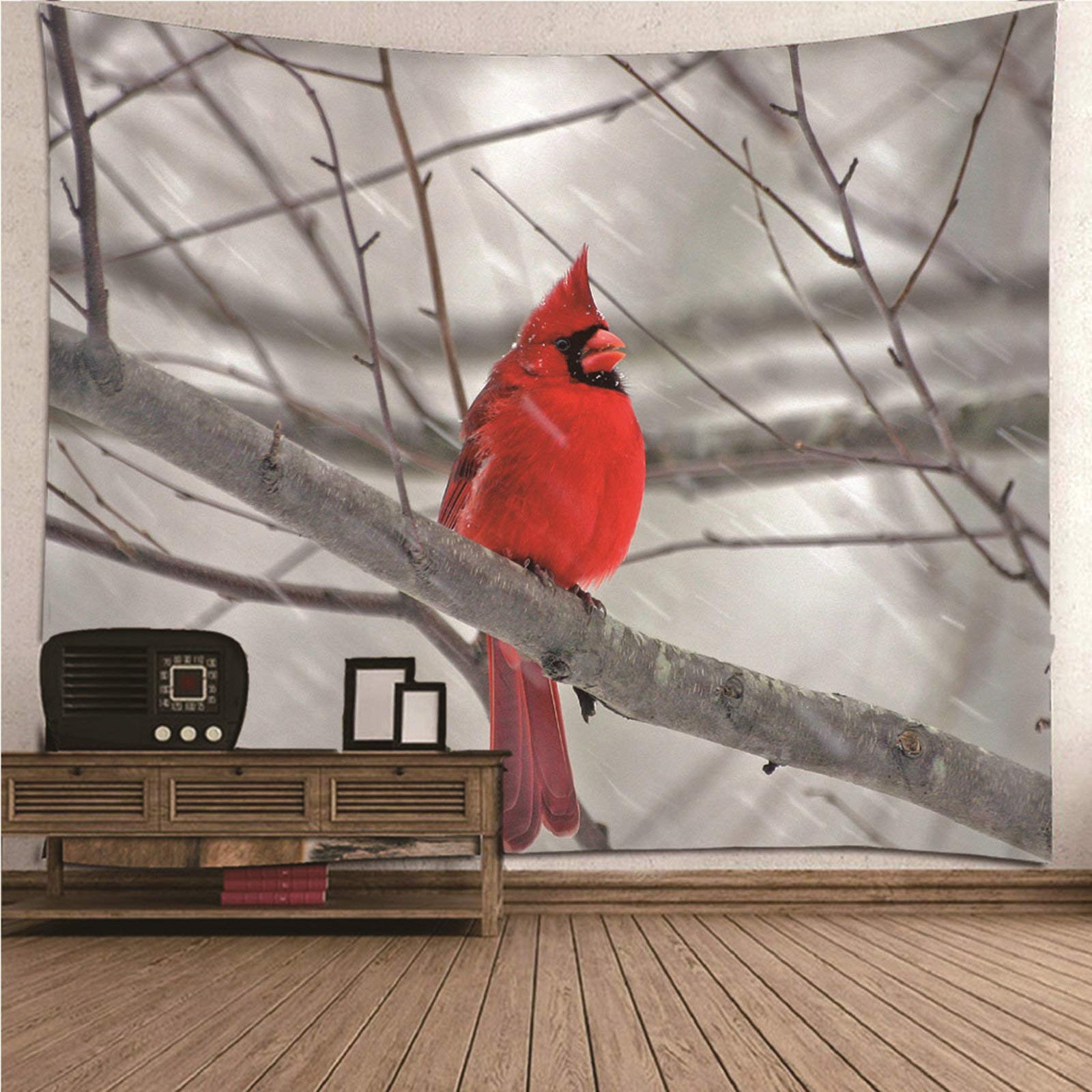Tapiz de pared con pájaro rojo de 150x150 cm ideal como mantel o toalla de playa