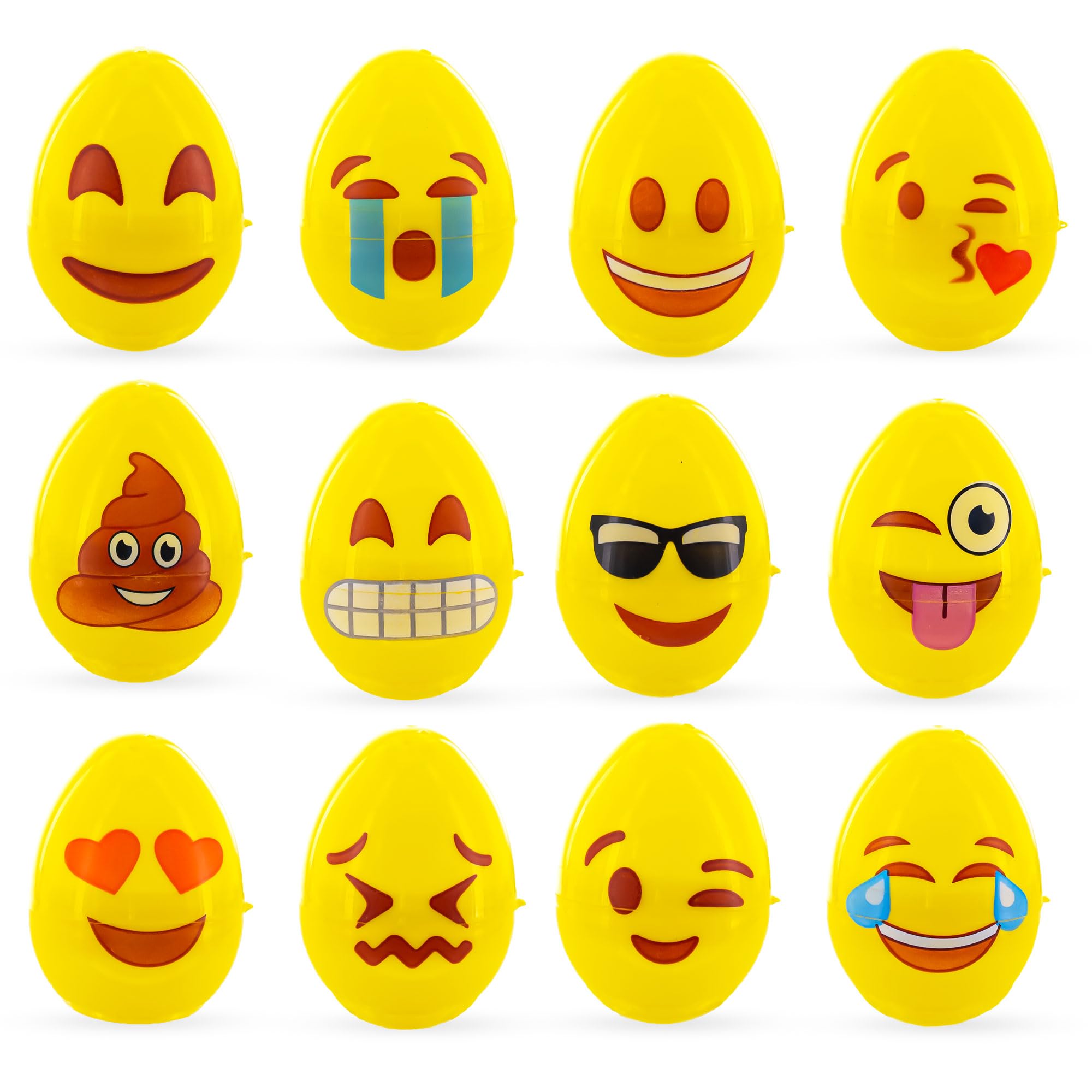 Set of 12 Facial Expressions Plastic Easter Eggs 2.25 Inches