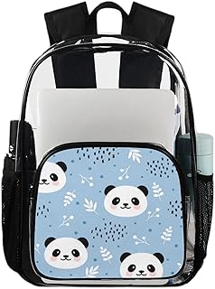 Pandas Mochila transparente para livros, bolsas resistentes de panda fofas, mochila transparente à prova d'água com alça de ombro reforçada para escola, trabalho, viagens, Multicor