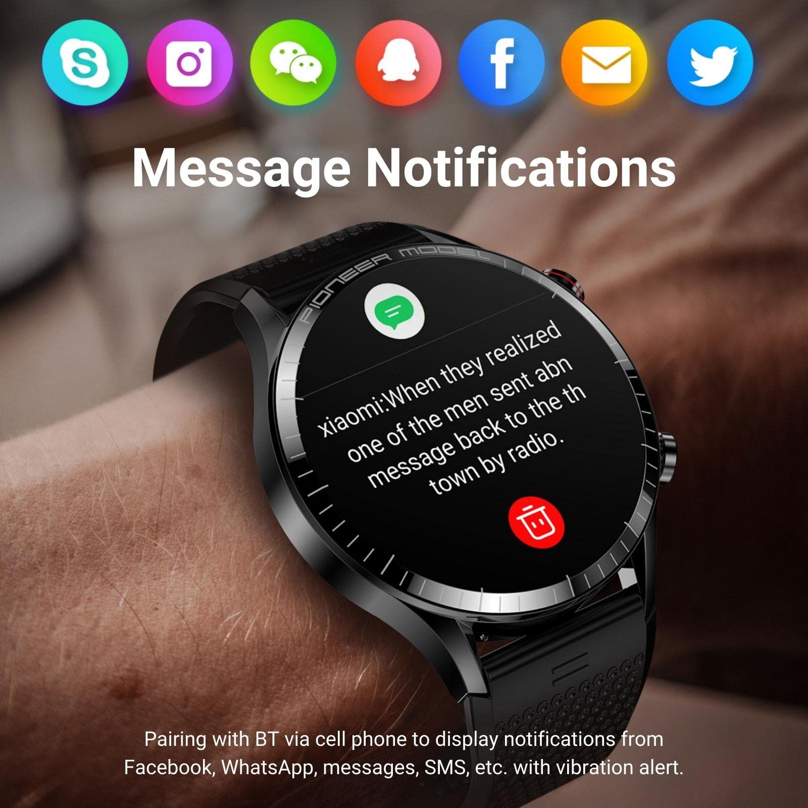 Inteligentny zegarek Answer Make Call, 3.8 cm AMOLED Smartwatch do telefonów z systemem Android i iOS z połączeniami/wybieraniem Bluetooth, śledzeniem aktywności fitness, monitorowaniem snu