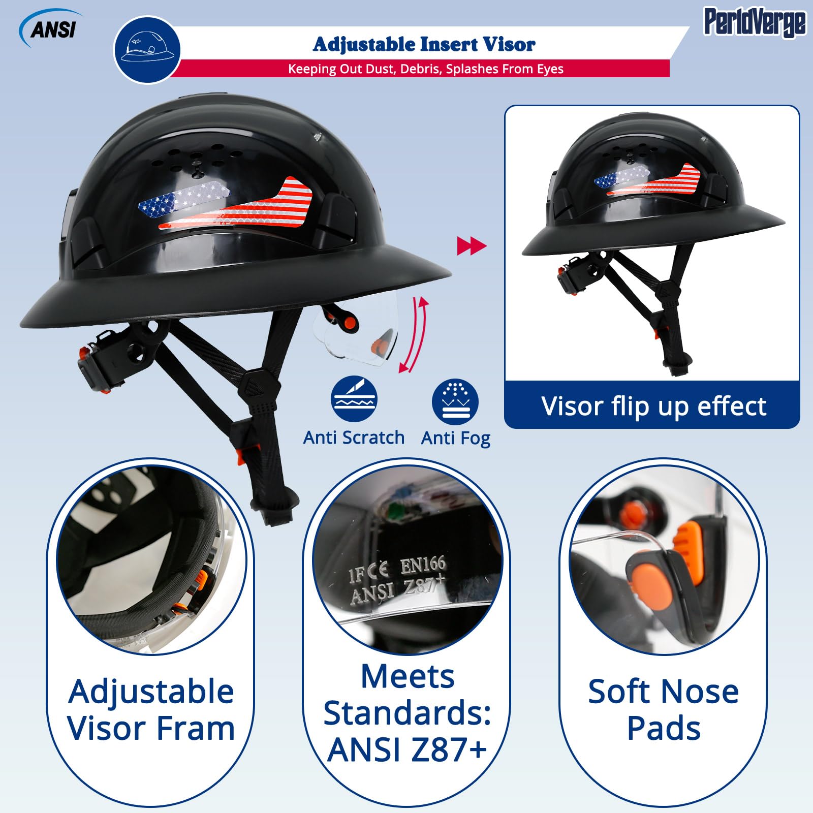 Cascos duros de ala completa, aprobados por la OSHA, con visera ventilada, con polaina para el cuello con trabillas para las orejas, sombreros duros de seguridad para hombres con correa de