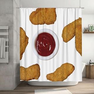 Fried Chicken Nuggets Shower Curtain Waterproof Fabric Shower Curtain for Bathroom Decor 72x72 Inch