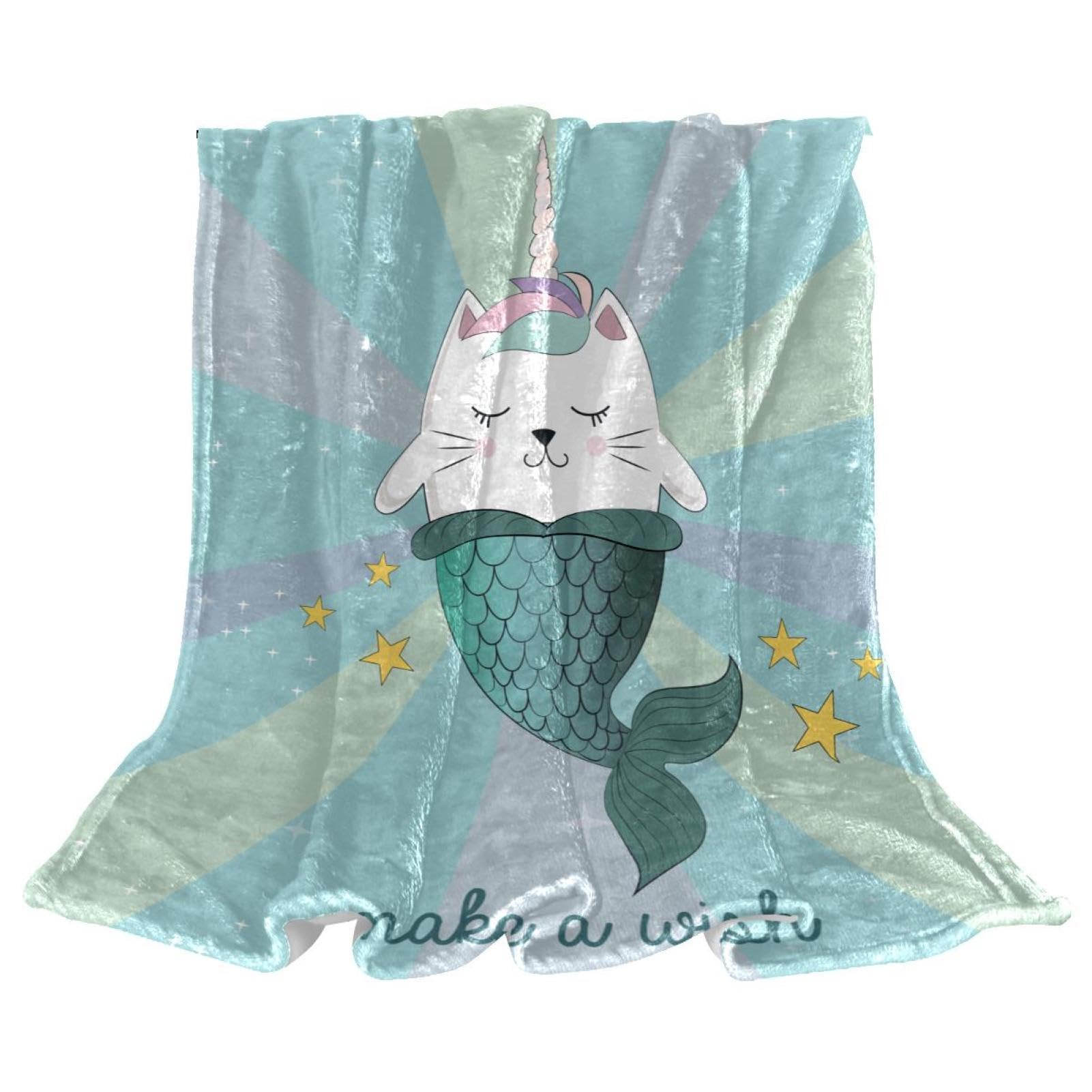 Plaid licorne sirène 150x100cm pour des soirées cocooning douillettes sur le canapé