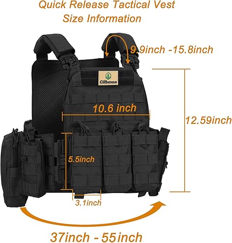 Miniatura 4 de Cilbmua Chaleco táctico de liberación rápida para hombres al aire libre Molle Airsoft chalecos ajustables transpirables con peso para CSentrenamiento