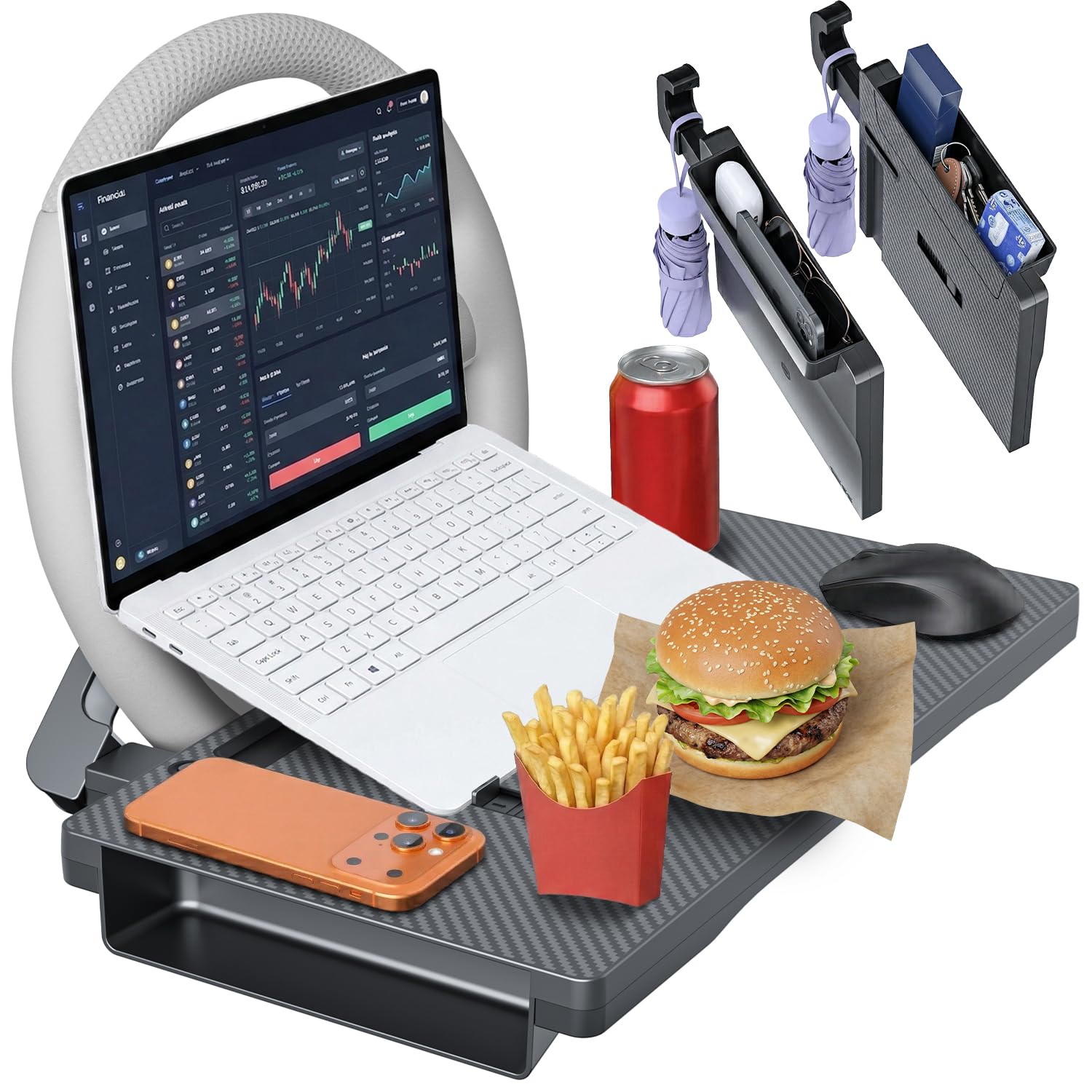 Auto-Tablett, Laptop-Schreibtisch für Lenkrad, Lenkradablage, praktisch zum Essen und Arbeiten unterwegs, ideal für Laptop, Tablet oder Telefon, Lenkradschreibtisch