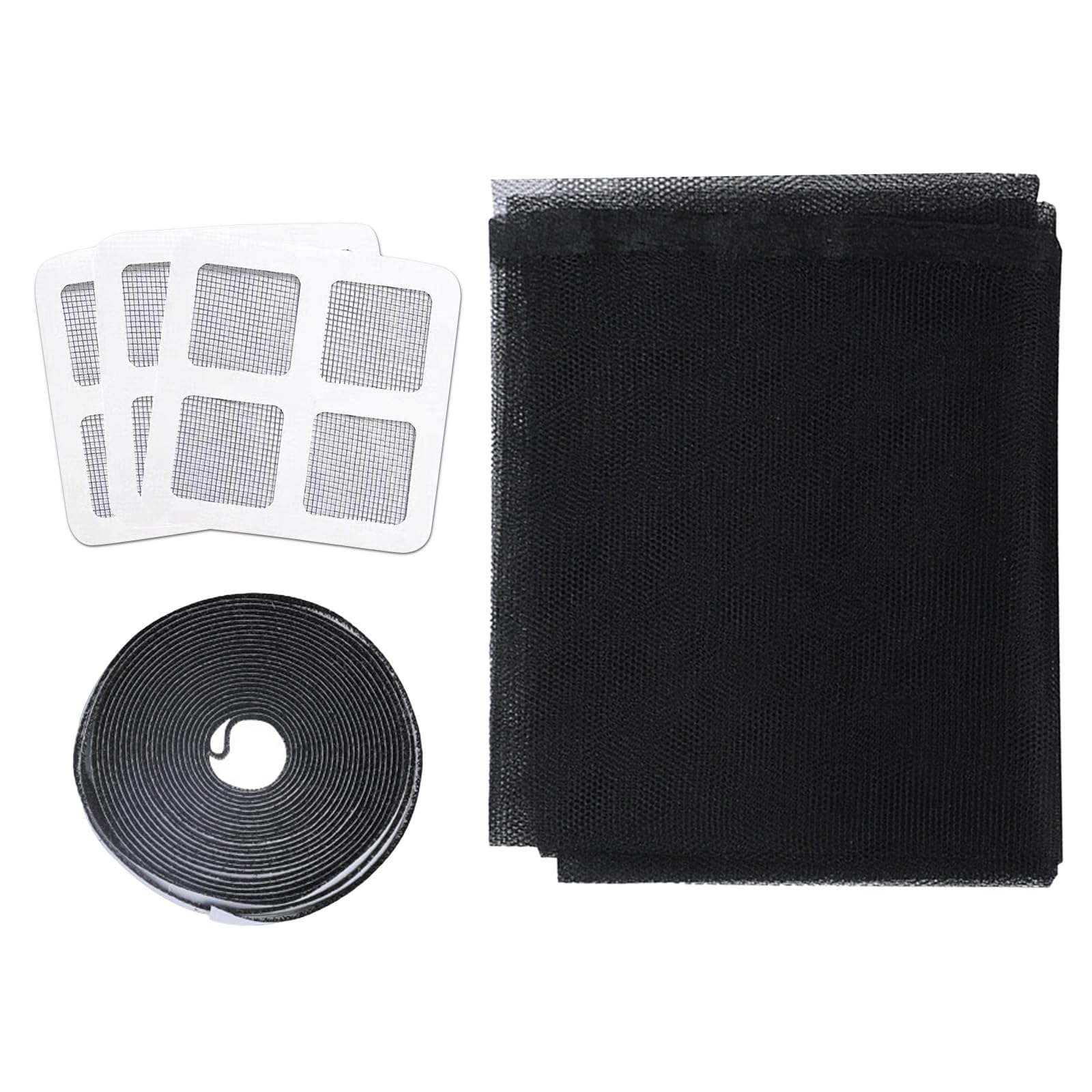 KASESSS Window Netting for Insects, 1.5x2m Fly Net for Windows with 3pcs Repair Patches DIY Self-Adhesive Mosquito Net Window Mesh Insect Screen Black No Drill Bug Screen Windows for Home Balcony