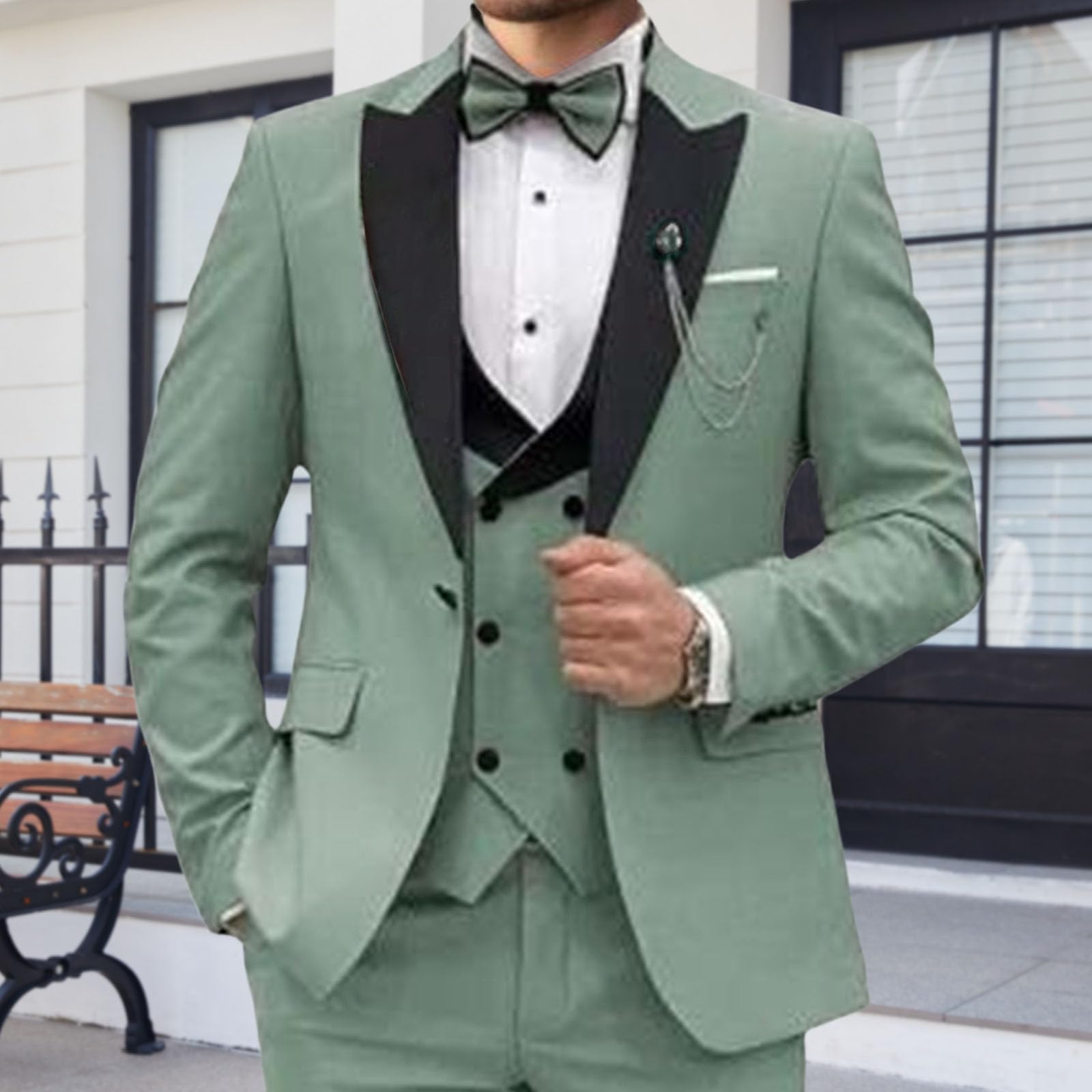 Costume Trois Pièces en Velours pour Homme, Smoking à Un Bouton, Revers Pointus, Veste Gilet Pantalon