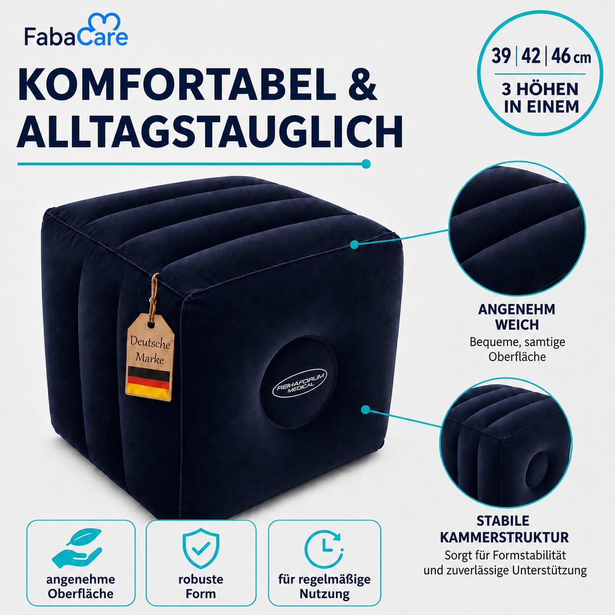 FabaCare Cubo di sollevamento per gambe e palla da massaggio con riccio blu