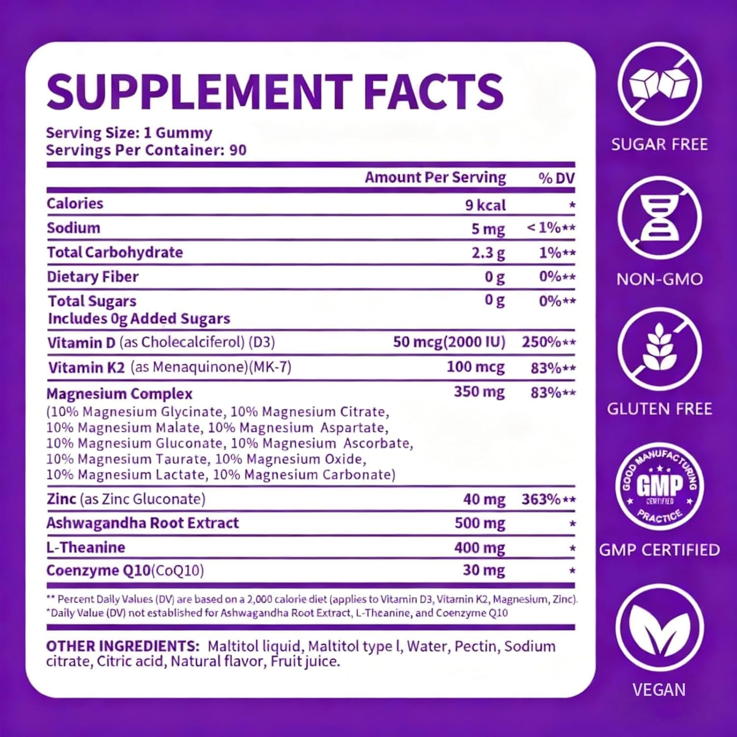 Mega16-in-1 Magnesium Citrate Glycinate Sleep Supplement Complex Gummies for Women Adults, High Absorption Magnesium Malate Carbonate Gummies