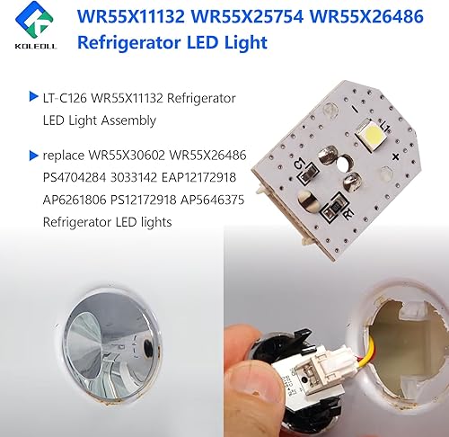 Miniatura 5 de WR55X11132 WR55X25754 WR55X26486 Luz LED para refrigerador compatible con GE reemplaza 3033142 PS4704284 EAP12172918 AP6261806