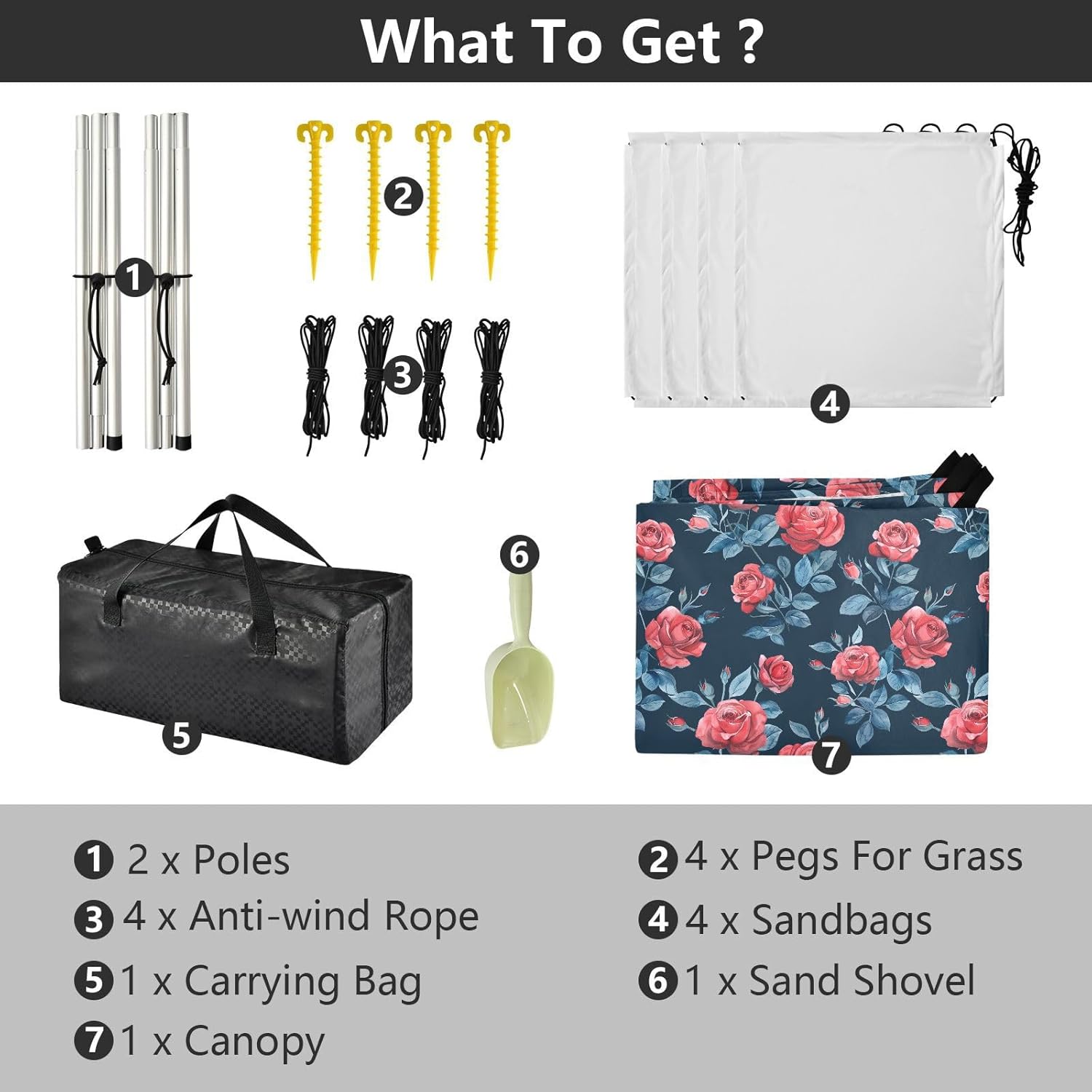 ALAZA Vintage Red Rose Flower Beach Tent Sun Shelter UPF50+ Protection Beach Shade Canopy w/ 4 Sandbags for Outdoor Camping, Fishing, Backyard Fun, Picnic, 10x9 ft