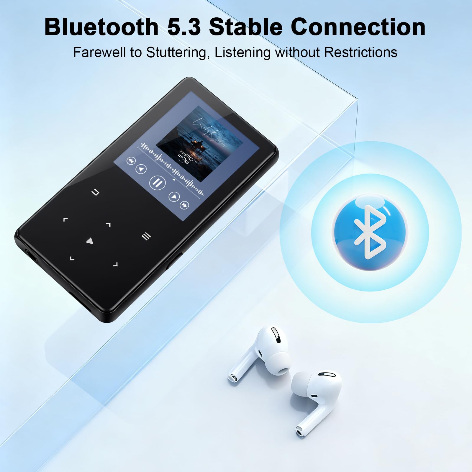 Lettore MP3 da 64 GB con Bluetooth, lettore musicale portatile con altoparlante, radio FM, audio HiFi, mini lettore audio digitale con cuffie incluse