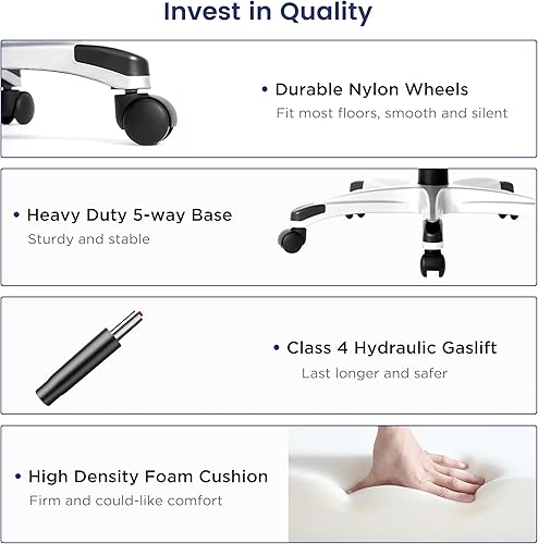 Miniatura 7 de Nouhaus Silla Ergonómica de Oficina de Cuero de Microfibra Premium, Soporte Lumbar Ajustable y Reposabrazos, Respaldo Alto, Cómodas Sillas