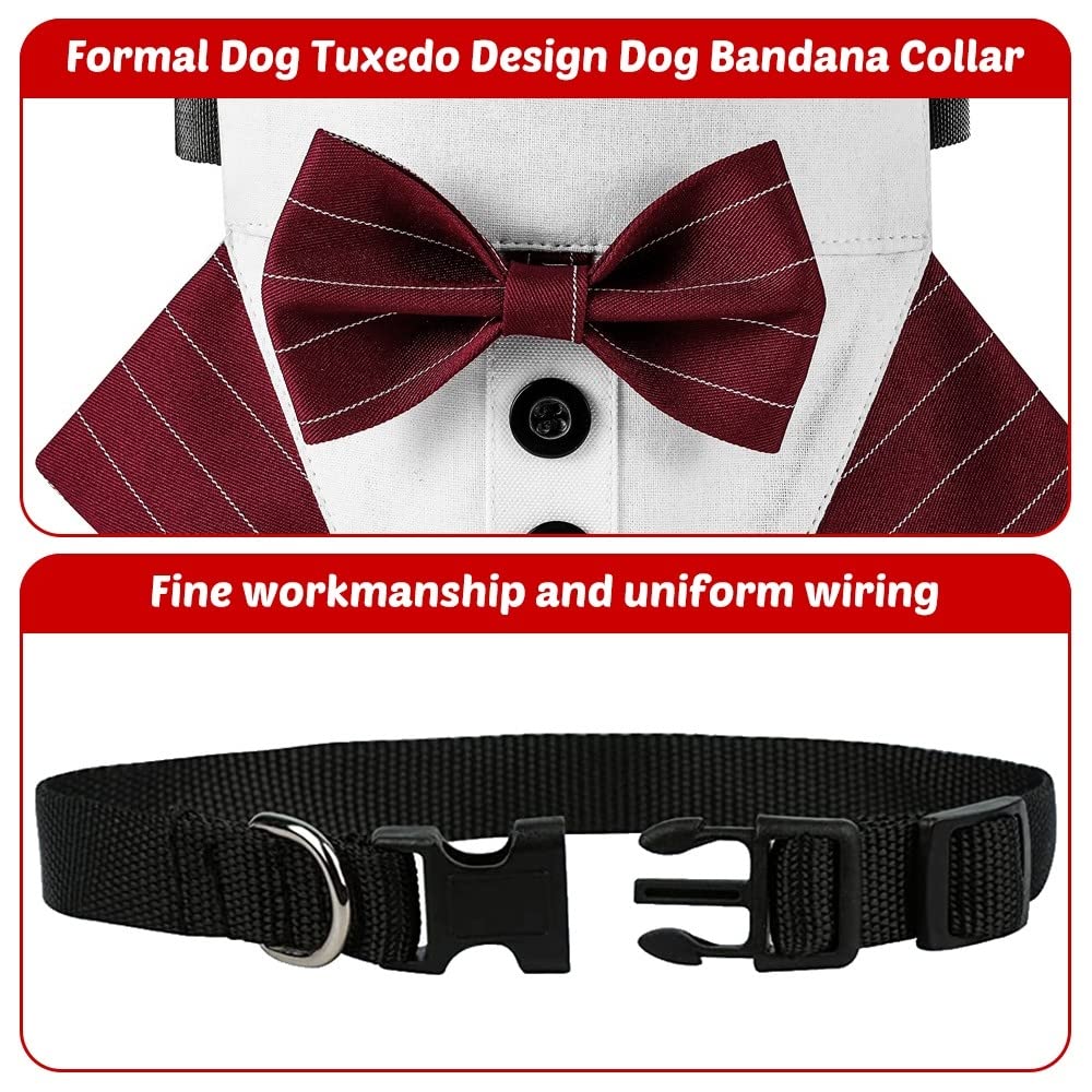 Dog Tuxedo Collar, Adjustable Dog Tuxedo Bowtie Collar with Bow Tie & Neck Tie Designs for Small Medium Large Dogs - Image 3