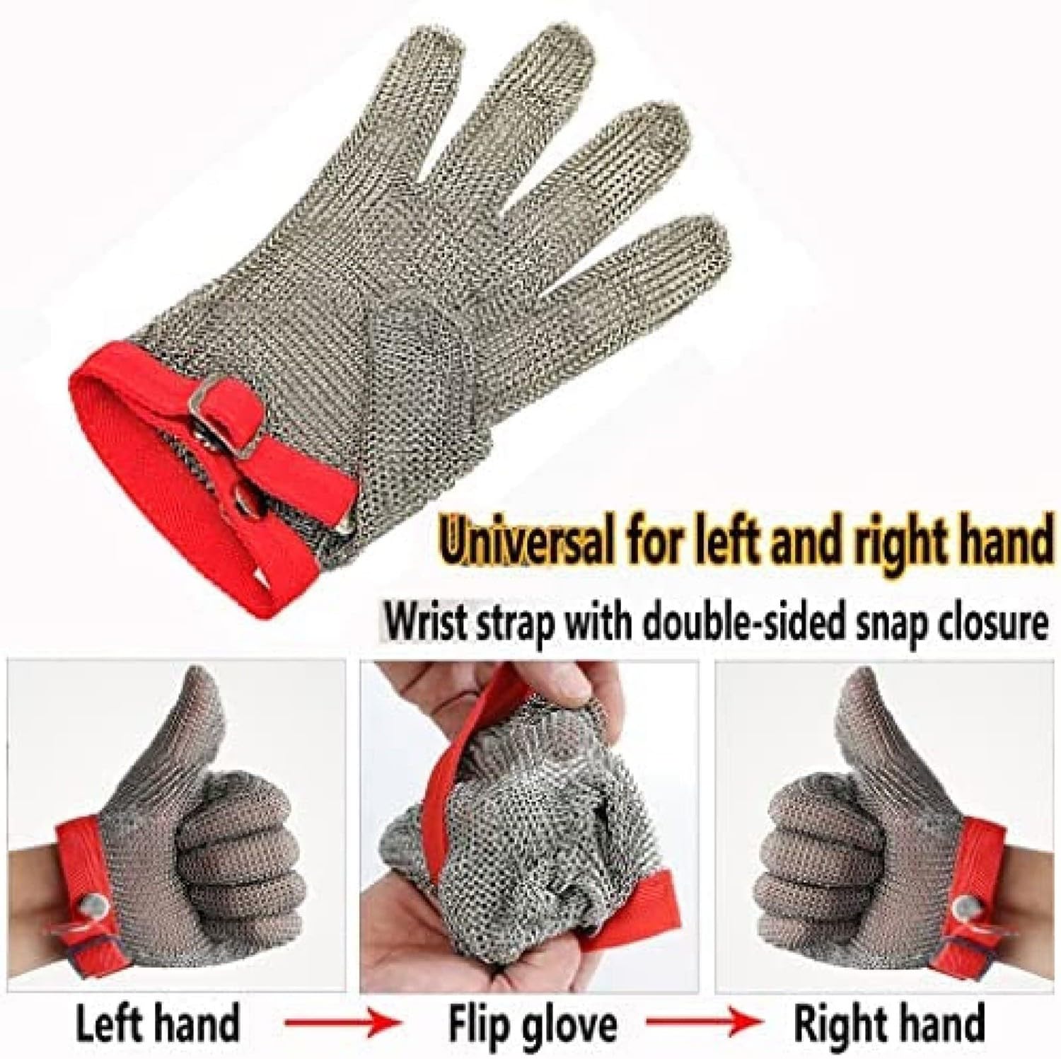 Schnittschutz-Handschuhe, Schnittschutz Stichfester Fleischerhandschuh Aus Rostfreiem Stahl Mit Metallgitter, Schnittfeste Handschuhe, Kettenhandschuh Metzger, Handschuhe Küche