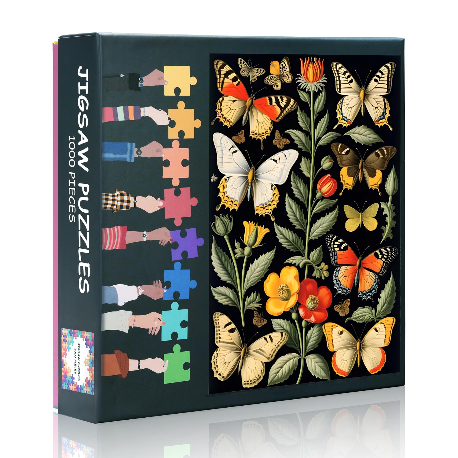 Educational Jigsaw Puzzles - Vintage Style Butterflies & Botanical Garden Scene, 50x70cm Challenging Puzzle for Adults, Parlour Games & Nature Lovers