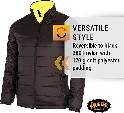 Miniatura 4 de Pioneer Chaqueta de seguridad reversible - Chaqueta impermeable transpirable para hombre y mujer - Amarillo de alta visibilidad - Cinta reflectante