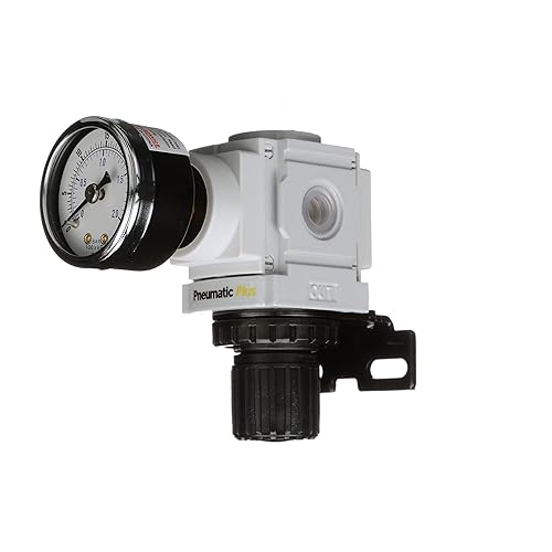 Miniatura 4 de PneumaticPlus PPR2-N02BG-2 miniregulador de presión de aire de 14 NPT calibre con soporte Instrumento para medición de presión 3-30PSI
