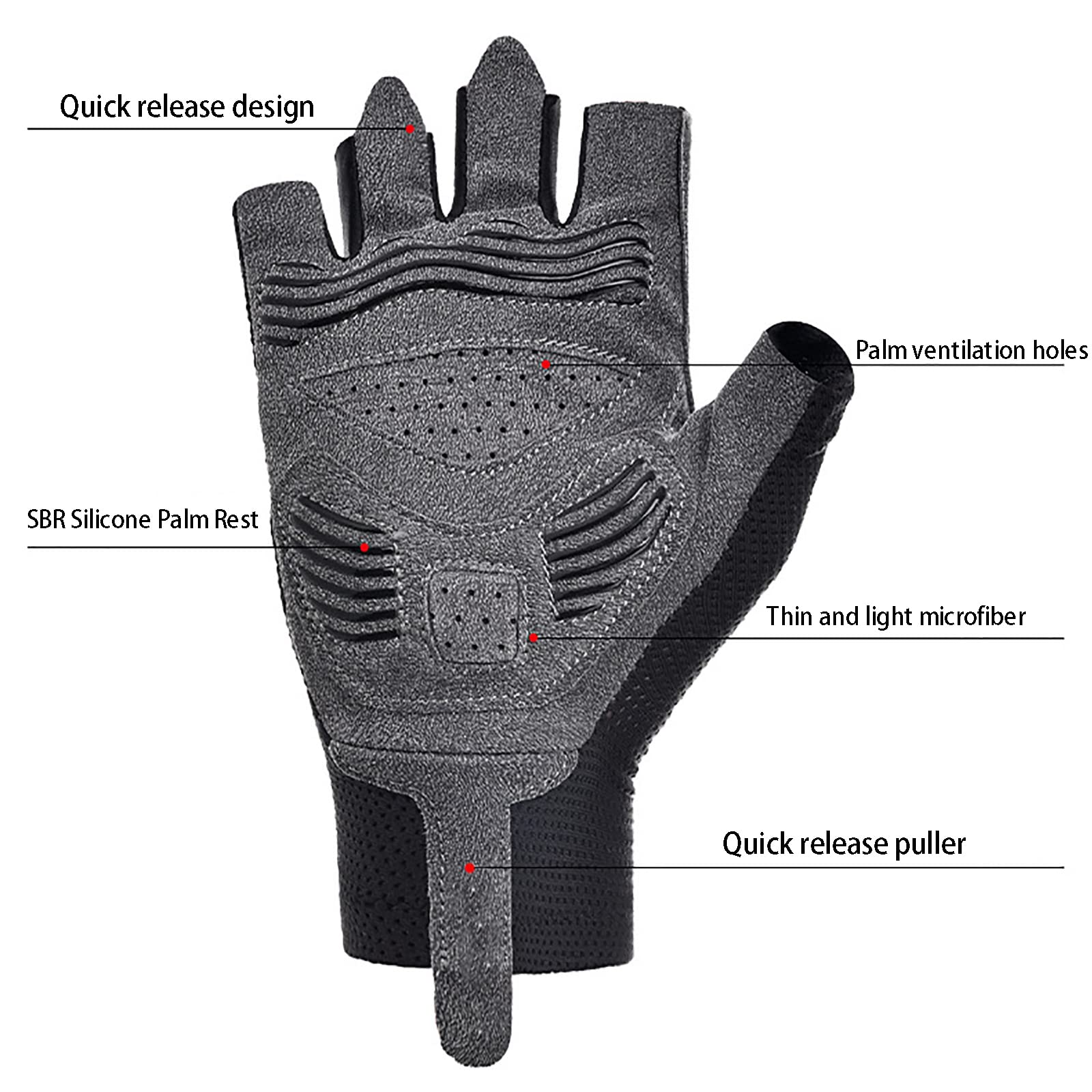 Lycra Guanti Ciclismo Senza Dita Guanti da Pesca Elastico Mezze Dita Estivi Guanti MTB per Il Ciclismo Sport all'Aria Aperta Corsa Viaggi Alpinismo Kayak Guanti Sportivi