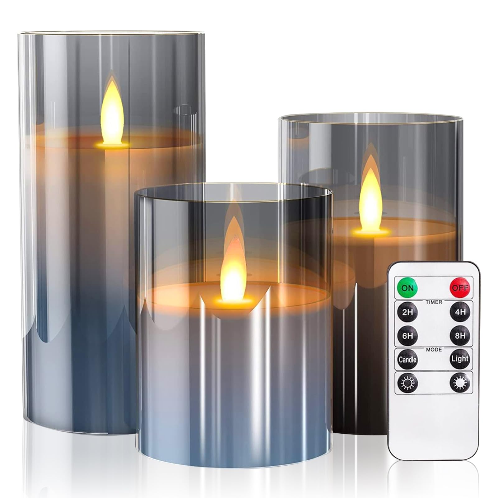 CUBTEM Velas LED Efecto Llama,3PCS Vela LED, Velas Pilas con Mando a Distancia y Función de Temporizador, Velas Eléctricas, Lampara LED Recargable,Velas Decorativas para Interior y Exteriores