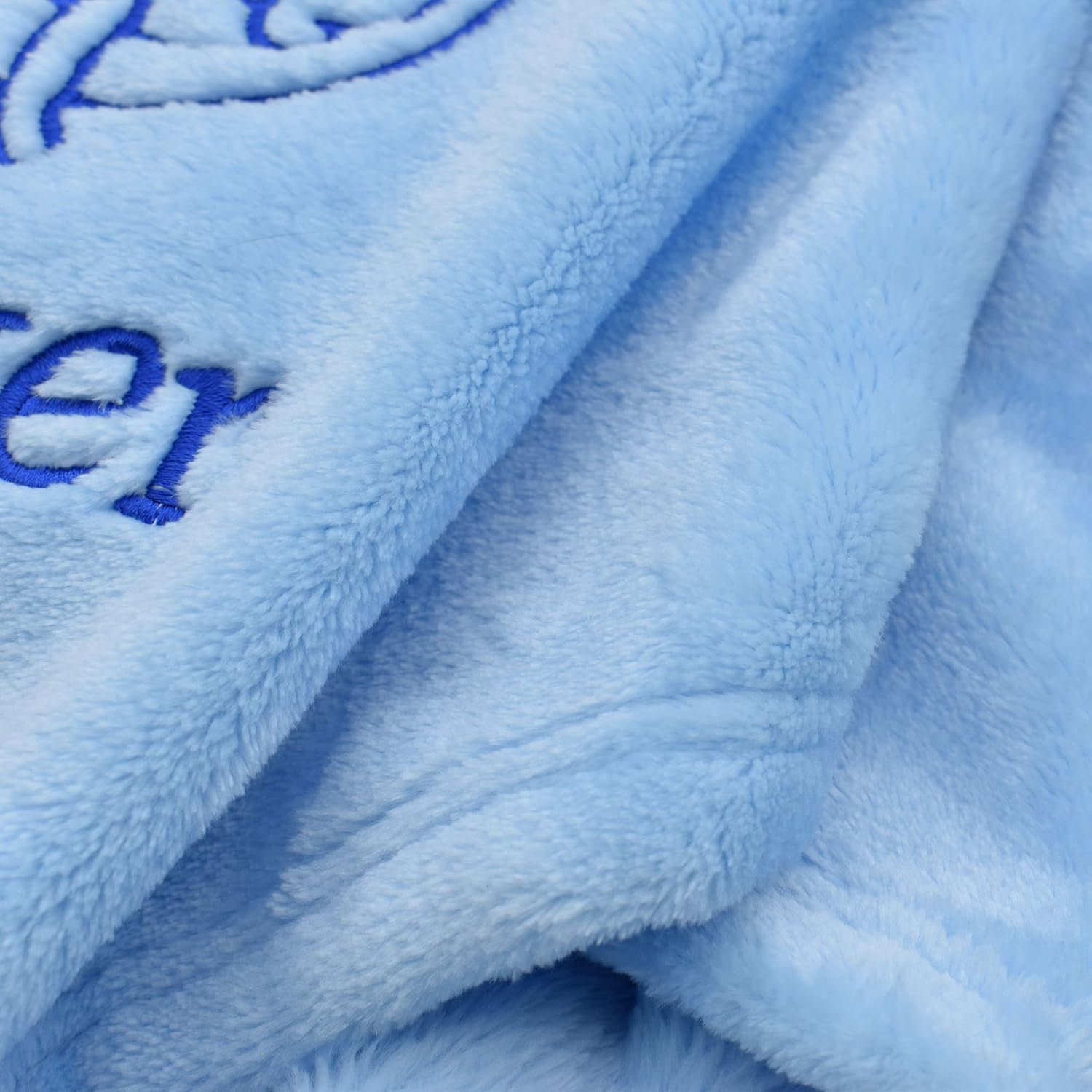 Soft Blue Baby Blanket - Personalized with Baby’s Name and Cute Raccoon