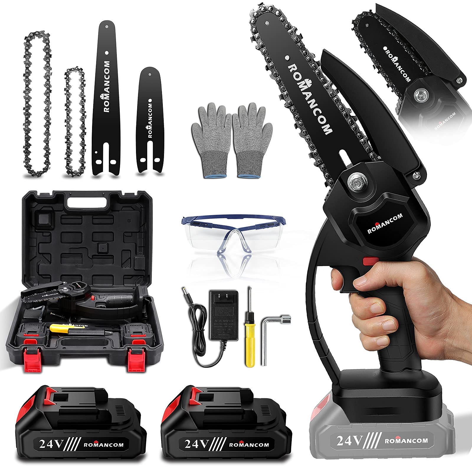 Mini Chainsaw,6 Inch 4 Inch Portable Cordless Electric