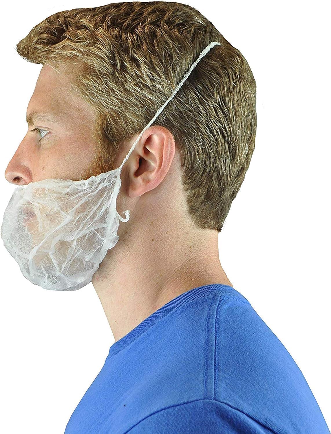 Disposable Beard Nets, Elastic Band Beard Restraints, Latex-Free, Nonwoven Spunbond Polypropylene, Breathable & Comfortable