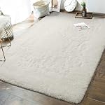 Andecor Roues de chambre moelleuses - 153 x 244 cm Intérieur Shaggy En peluche Zone Rug pour les garçons Filles Enfants Baby College Dorm Salon Maison Décor Sol Tapis, Blanc