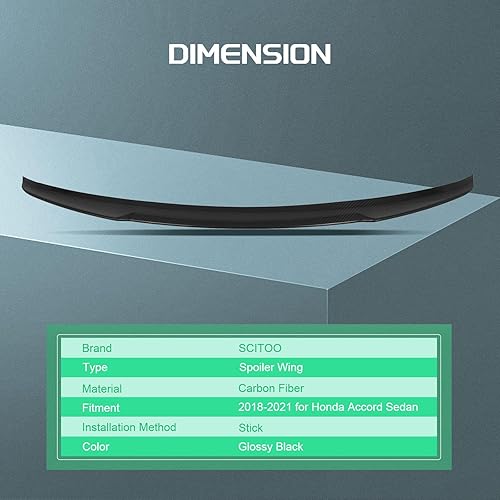 Miniatura 385 de SCITOO Spoiler Wing GT Style Universal 52" ABS Brillante Carbono Aspecto Trasero Alerón Alerón