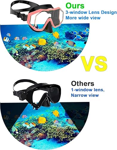 Miniatura 9 de Bairuifu Kids Swim Goggles Snorkel Mask, Latest 3-Window Lens Wide Vision, Crystal Clear, Swimming Goggles Soft Nose Cover
