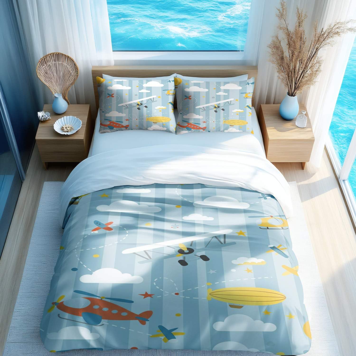 Housse de couette astronaute pour lit enfant douce et facile à laver