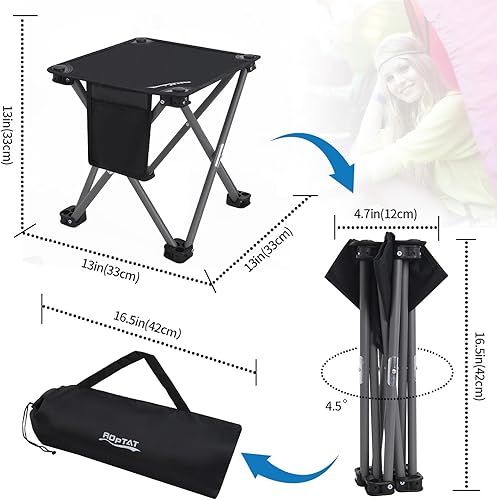 Miniatura 3 de Roptat Paquete de 2 taburetes de camping, portátil, plegable, compacto, ligero, para camping, pesca, senderismo, jardinería, caminar al aire libre,