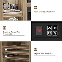 Vista 6 de YESHOMY Electric Fireplace TV Stand for Televisions up to 65+ Inch, Media Entertainment Center Console Table with Four Open Storage Shelves &