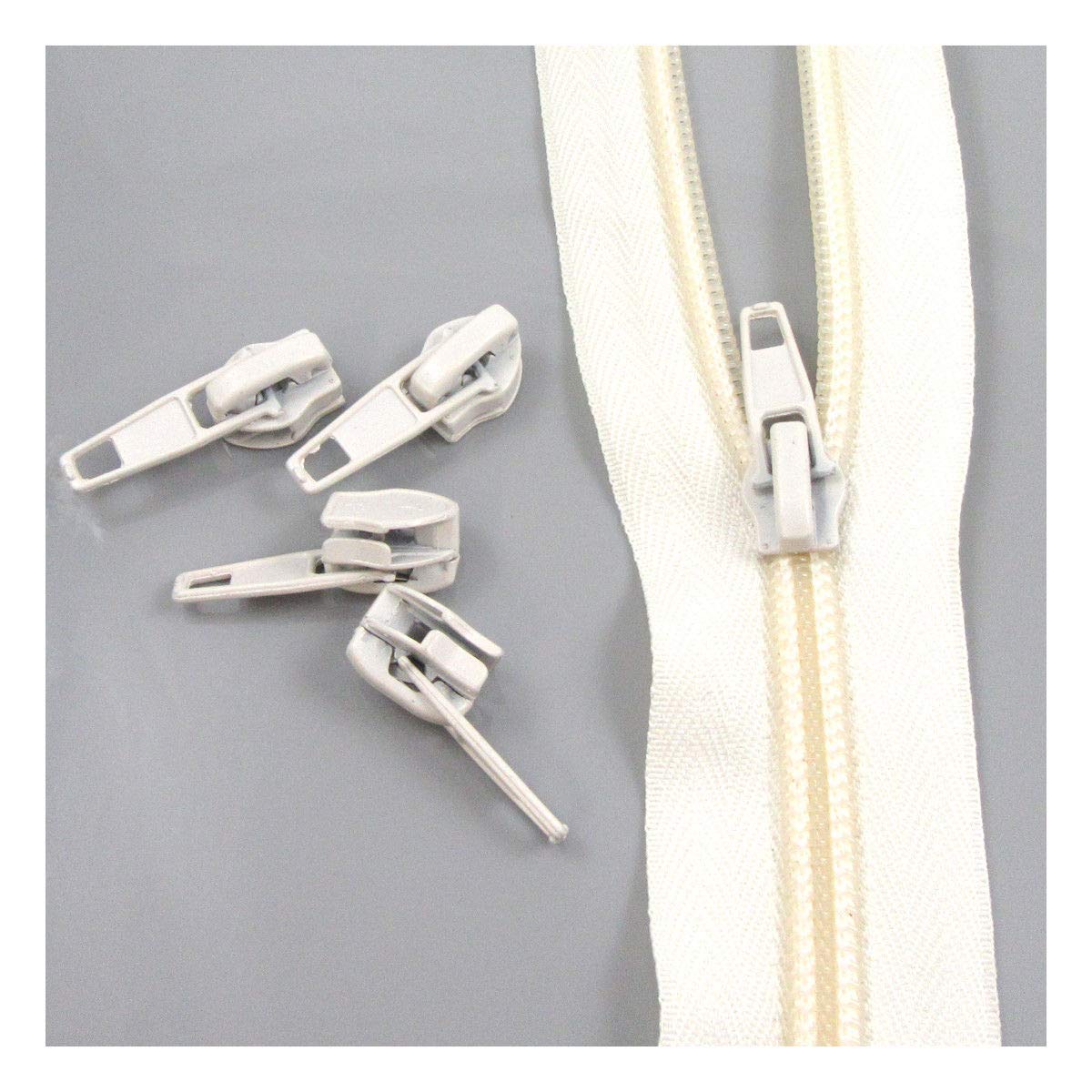 Beads4crafts Cream (H8503) 10 X Zip Sliders For No.5 Continuous Zips *26 Colours* Zipper Fastenings Only! (Cream (H8503))