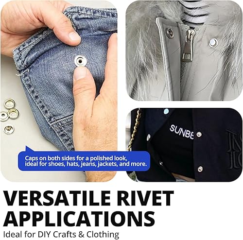 Miniatura 2 de Juego de 120 sujetadores de lona de acero inoxidable de grado marino, 0.591 in, botón a presión, para tela, jeans, chaquetas, manualidades, barco,