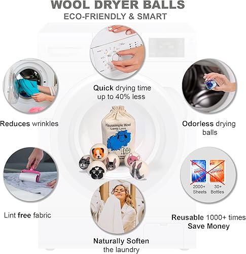 Miniatura 2 de Juego de 6 bolas de secado de lana de oveja de Nueva Zelanda reutilizables XL naturales 100 orgánicas para secar la ropa sucia granja