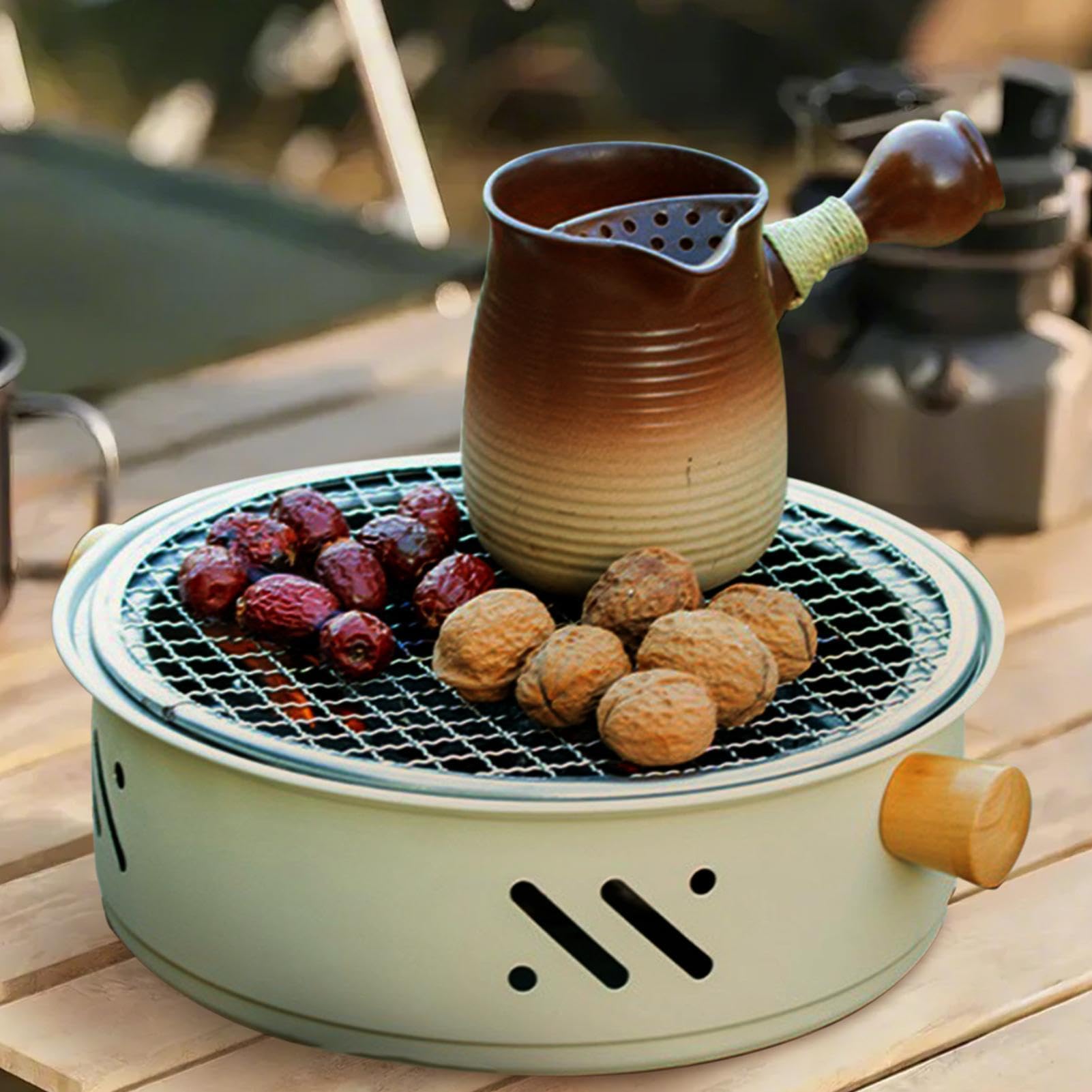 Parrilla eléctrica portátil de carbón sin humo, barbacoa para el hogar, camping y al aire libre, parrilla coreana antiadherente, diseño compacto para un fácil uso y limpieza