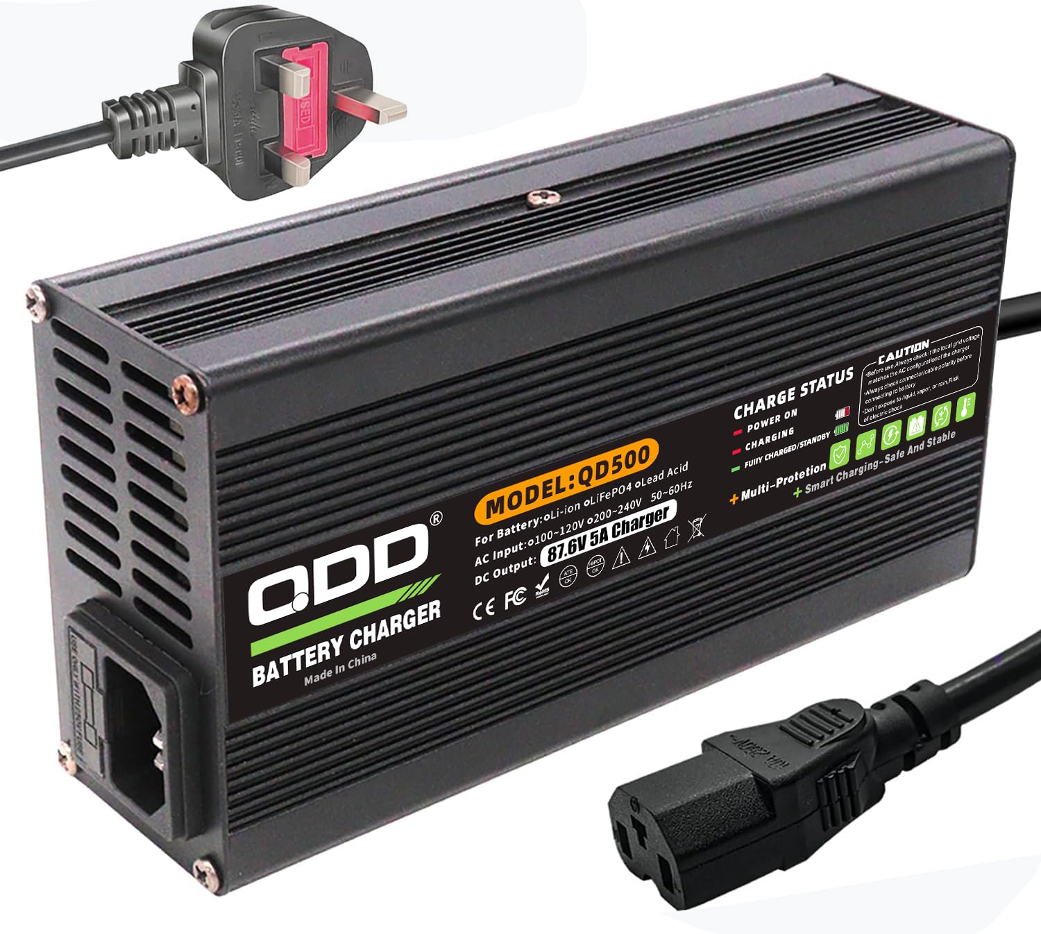 QDD 87.6V 5A Caricatore 72V LiFePO4 Batteria Smart Charger per 24S 72V LiFePO4 Batteria con C13 N+L-